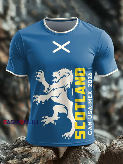 Men’s Scotland Football Lover Tartan Army Printed T-shirt Blue / S