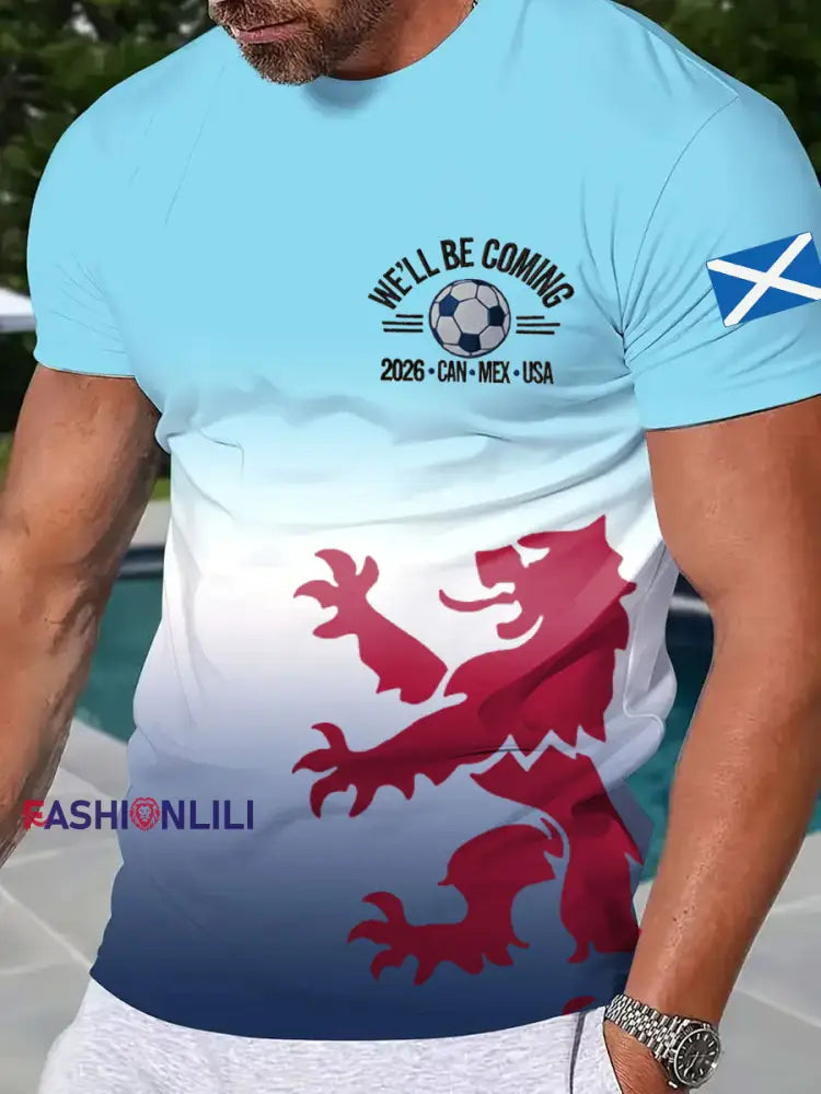 Men’s Scotland Football Lover Tartan Army Printed T-shirt Blue / S