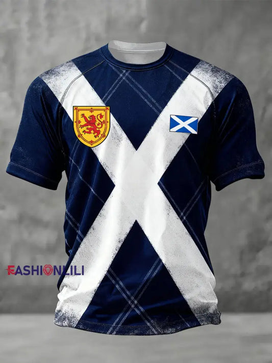 Men’s Scotland Football Lover Tartan Army Printed T-shirt Navy Blue / S