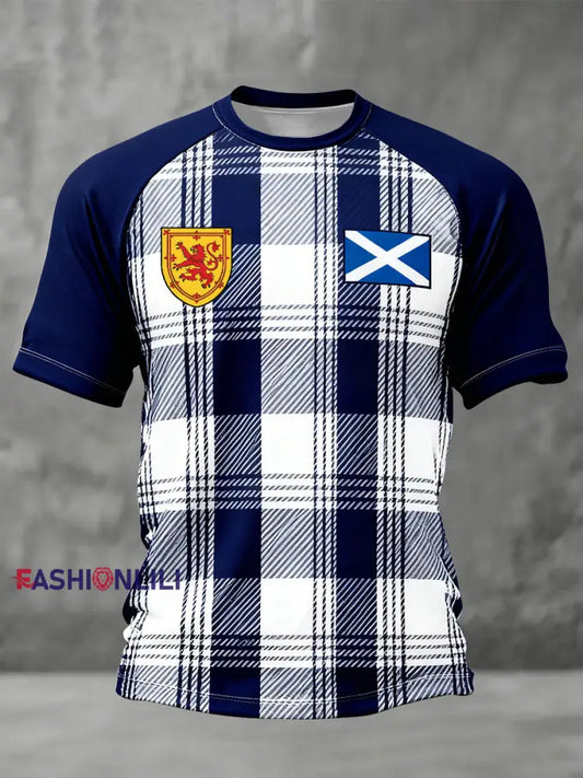 Men’s Scotland Football Lover Tartan Army Printed T-shirt Navy Blue / S