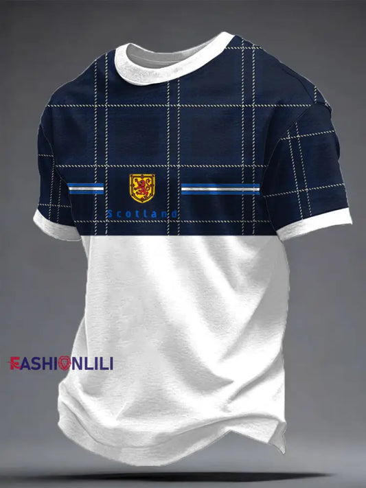 Men’s Scotland Football Lover Tartan Army Printed T-shirt Navy Blue / S