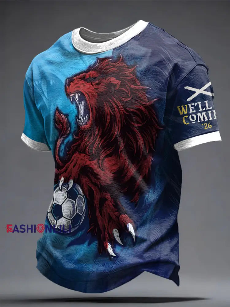 Men’s Scotland Football Lover Tartan Army Printed T-shirt Navy Blue / XS