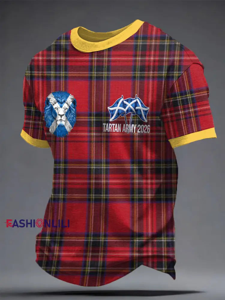 Men’s Scotland Football Lover Tartan Army Printed T-shirt Red / S