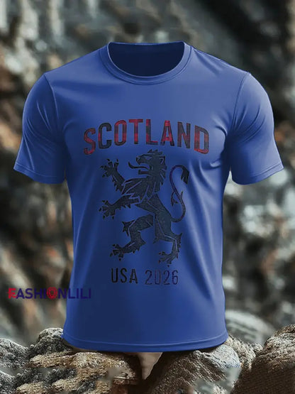 Men’s Scotland Football Lover Tartan Army Printed T-shirt Royal Blue / S
