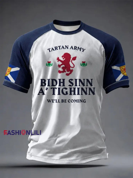 Men’s Scotland Football Lover Tartan Army Printed T-shirt White / S