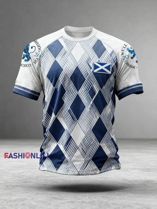 Men’s Scotland Football Lover Tartan Army Printed T-shirt White / S