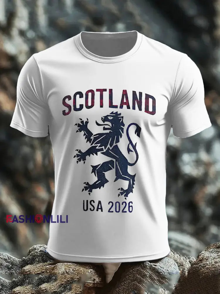 Men’s Scotland Football Lover Tartan Army Printed T-shirt White / S