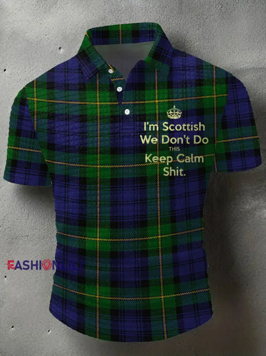 Men’s Scotland Plaid Printed Casual Tops Blue / S