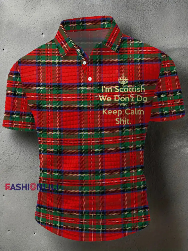 Men’s Scotland Plaid Printed Casual Tops Red / S