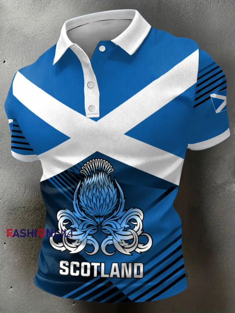 Men’s Scotland Rubgy Lover Printed Casual Tops Navy Blue / S