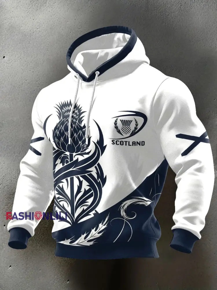 Men’s Scotland Rubgy Lover Printed Hoodie White / S