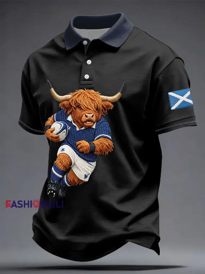 Men’s Scotland Rugby Lover Printed Casual Tops Black / S