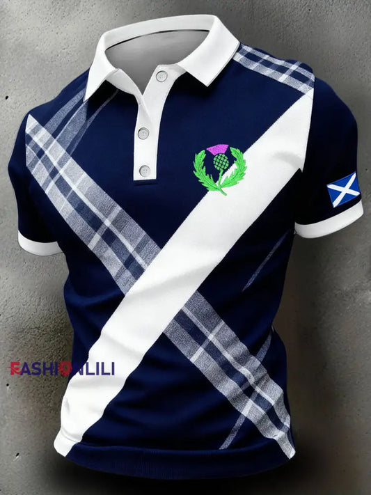 Men’s Scotland Rugby Lover Printed Casual Tops Navy Blue / S