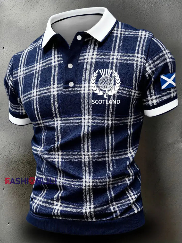 Men’s Scotland Rugby Lover Printed Casual Tops Navy Blue / S
