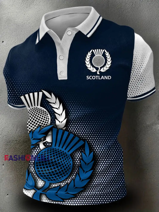 Men’s Scotland Rugby Lover Printed Casual Tops Navy Blue / S
