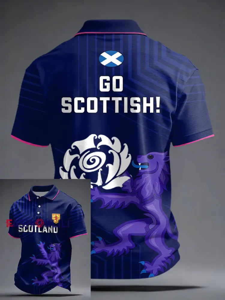 Men’s Scotland Rugby Lover Printed Casual Tops Navy Blue / S