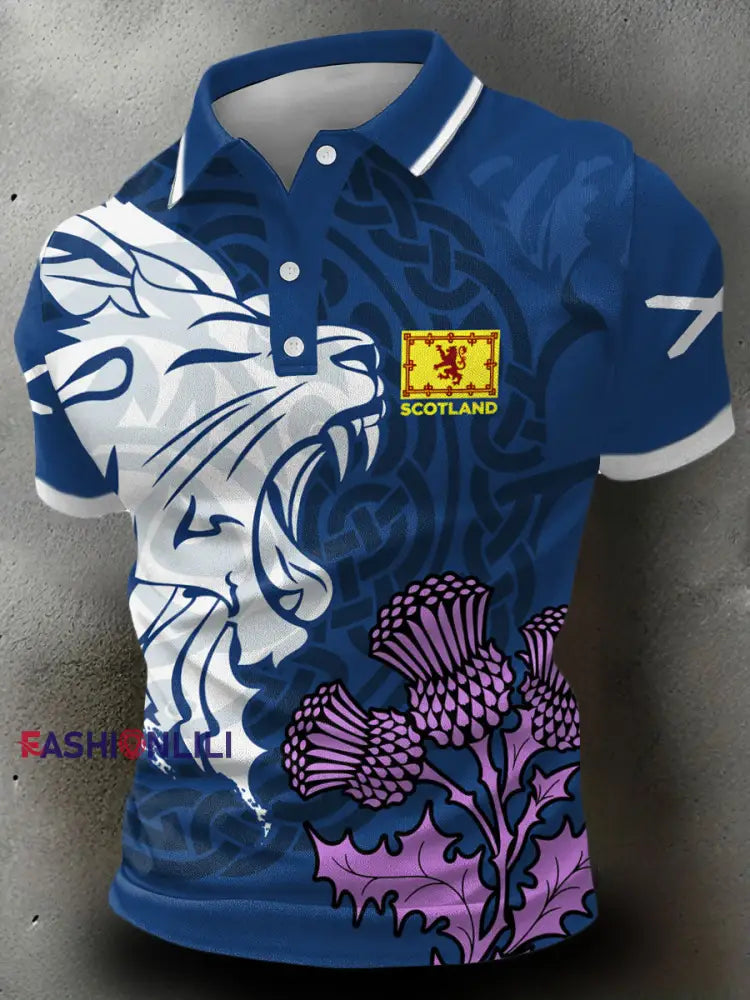 Men’s Scotland Rugby Lover Printed Casual Tops Navy Blue / S