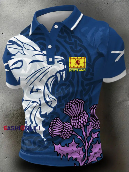 Men’s Scotland Rugby Lover Printed Casual Tops Navy Blue / S