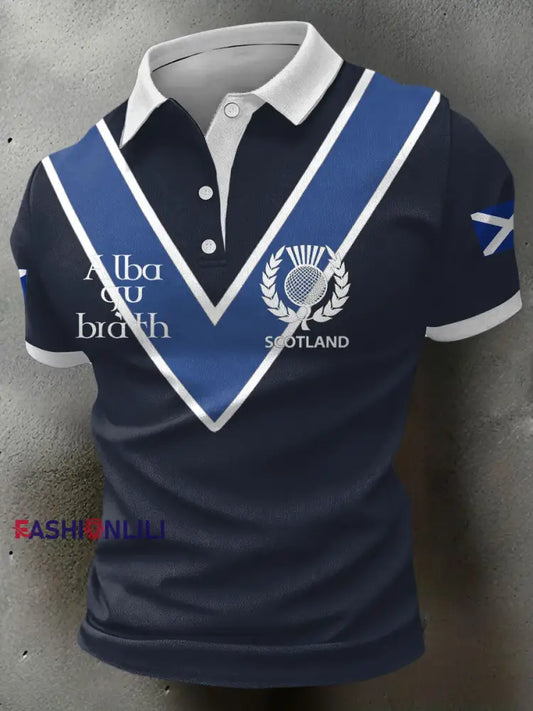 Men’s Scotland Rugby Lover Printed Casual Tops Navy Blue / S