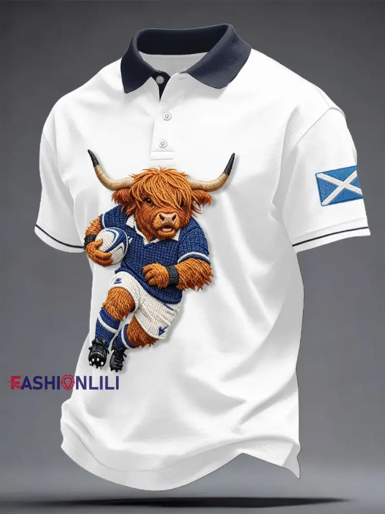Men’s Scotland Rugby Lover Printed Casual Tops White / S