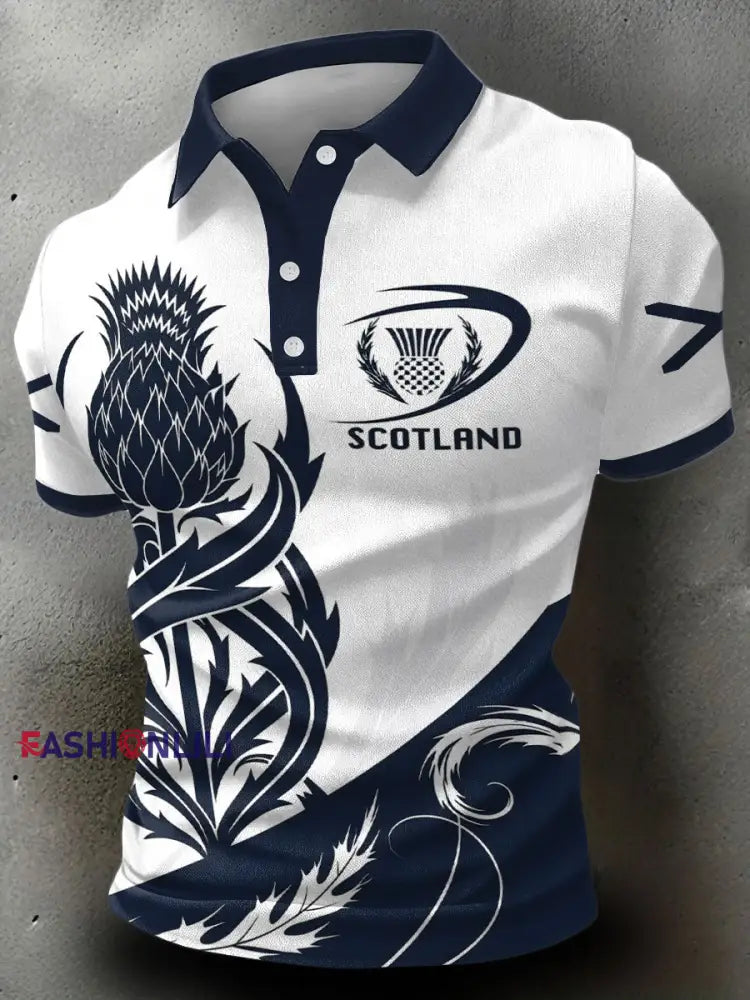 Men’s Scotland Rugby Lover Printed Casual Tops White / S