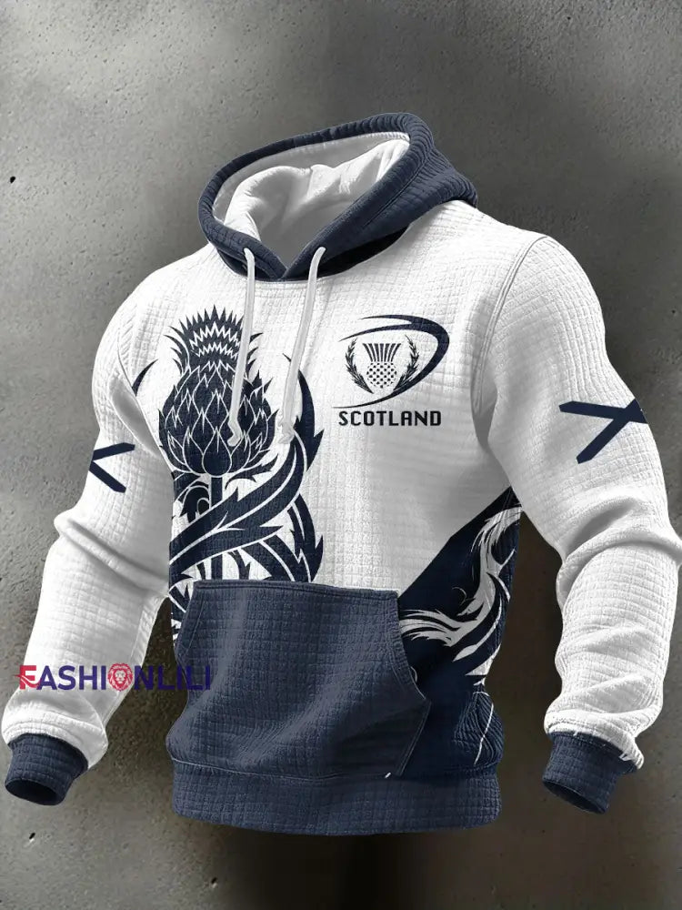 Men’s Scotland Rugby Lover Printed Hoodie White / S
