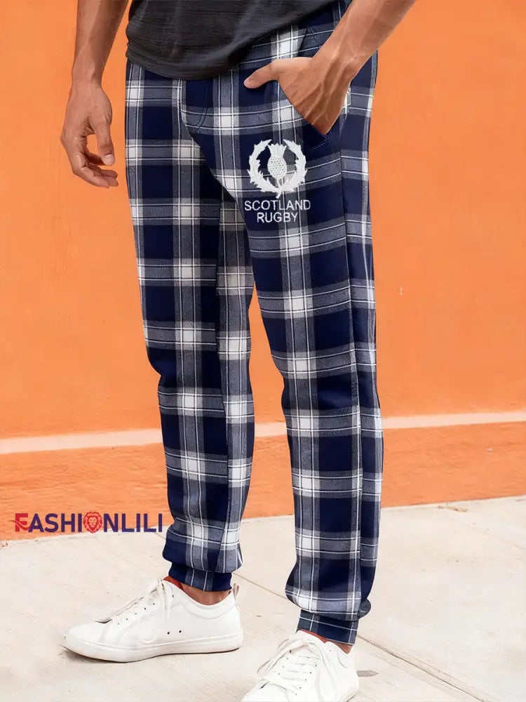 Men’s Scotland Rugby Lover Printed Pants Navy Blue / S