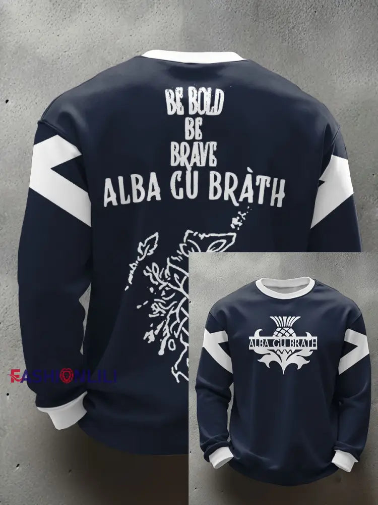 Men’s Scotland Rugby Lover Printed Sweatshirt Navy Blue / S