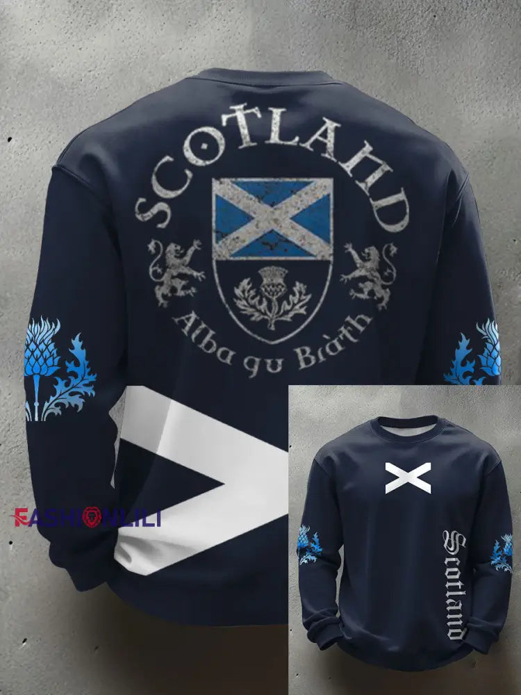 Men’s Scotland Rugby Lover Printed Sweatshirt Navy Blue / S