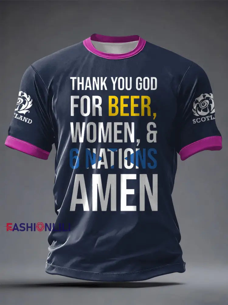 Men’s Scotland Rugby Lover Printed T-shirt Navy Blue / S