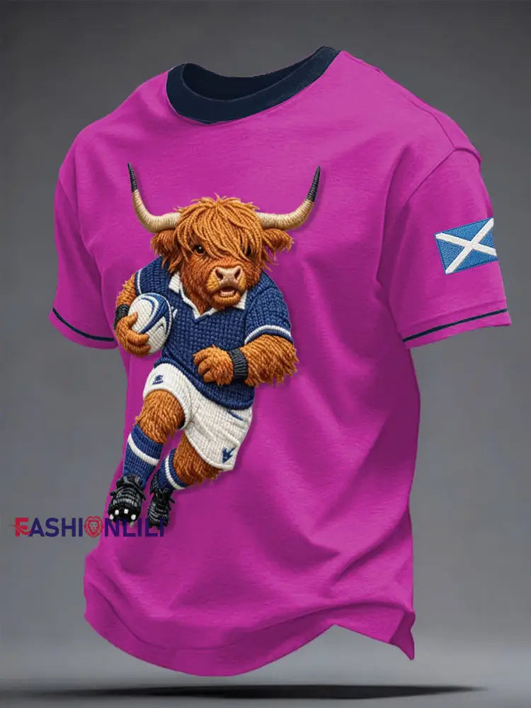 Men’s Scotland Rugby Lover Printed T-shirt Pink / S