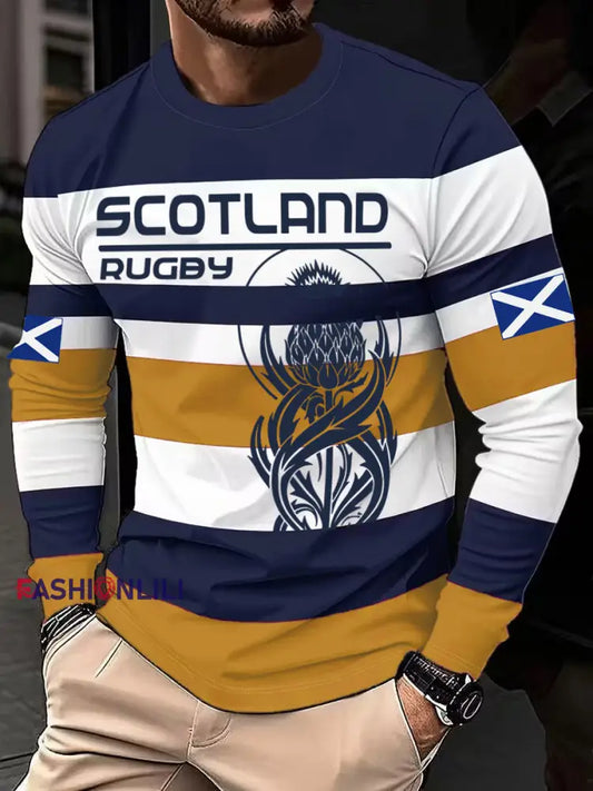 Men’s Scotland Rugby Lover Printed Tops Navy Blue / S