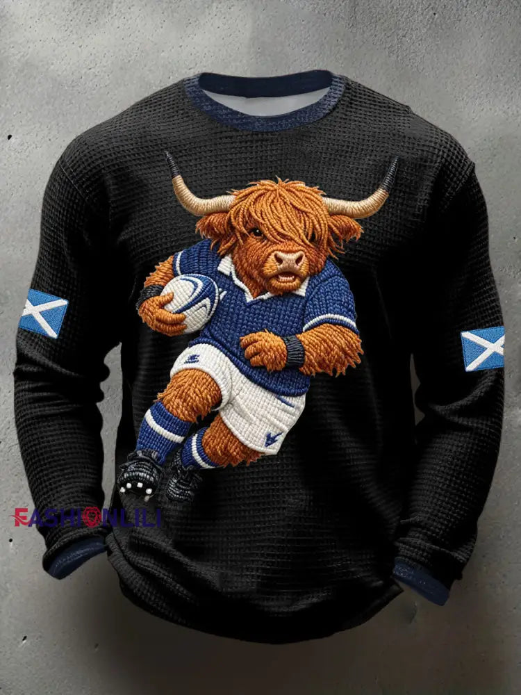 Men’s Scotland Rugby Lover Printed Waffle T-shirt Black / S