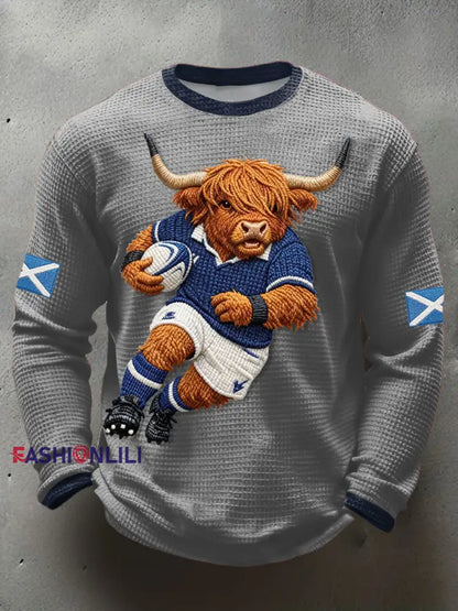 Men’s Scotland Rugby Lover Printed Waffle T-shirt Light Gray / S