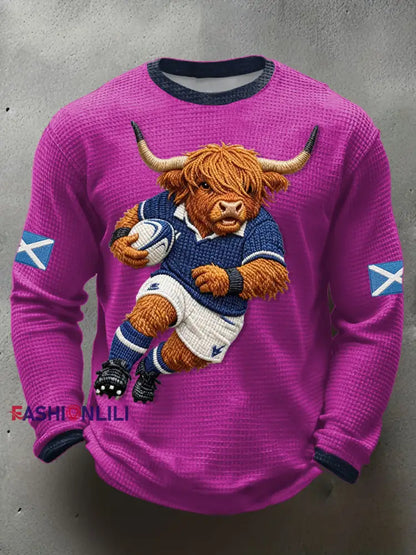 Men’s Scotland Rugby Lover Printed Waffle T-shirt Rose Red / S