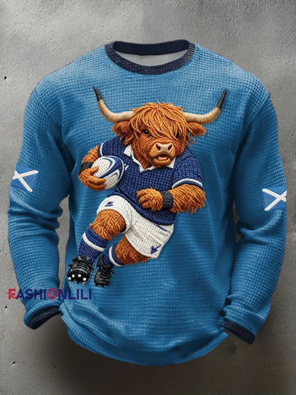 Men’s Scotland Rugby Lover Printed Waffle T-shirt Sky Blue / S