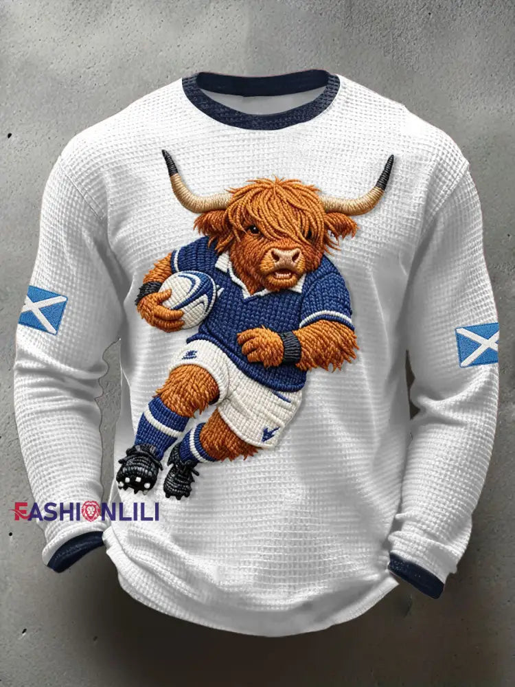 Men’s Scotland Rugby Lover Printed Waffle T-shirt White / S