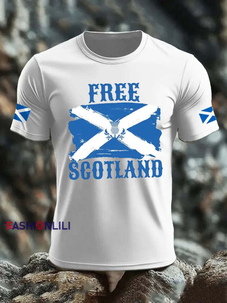 Men’s Scotland United Kingdom imitation cotton short-sleeved T-shirt White / S