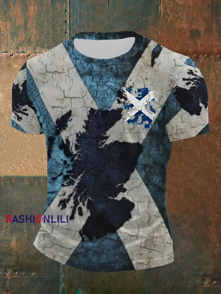 Men’s Scottish Flag Printed Short Sleeve T-shirt As picture / S