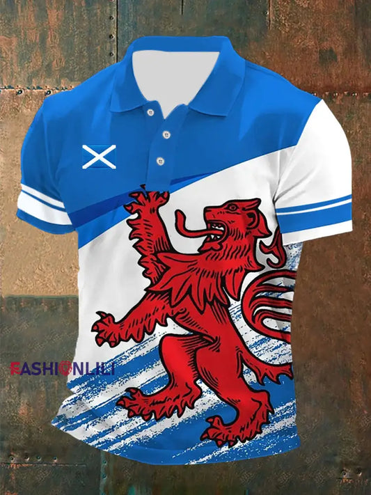 Men’s Scottish Flag Printed Short Sleeve Top As picture / S