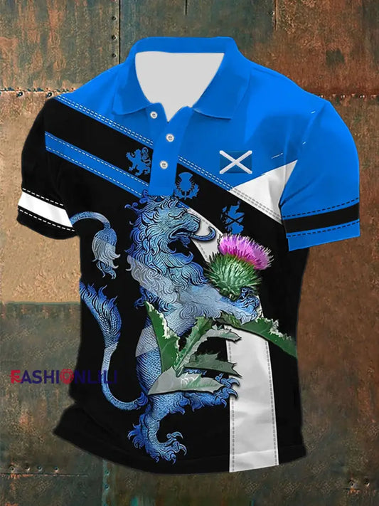 Men’s Scottish Flag Printed Short Sleeve Top As picture / S
