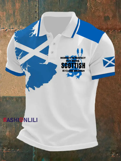 Men’s Scottish Flag Printed Short Sleeve Top White / S