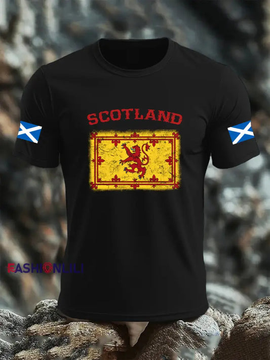 Men’s Scottish Flag Short Sleeve T-shirt Black / S