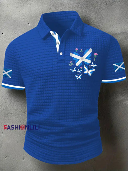 Men’s Scottish Flag Short Sleeve Top Blue / S