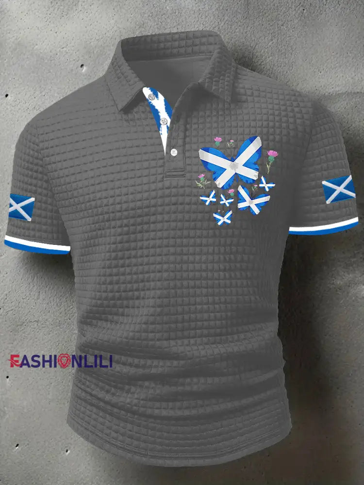 Men’s Scottish Flag Short Sleeve Top Gray / S