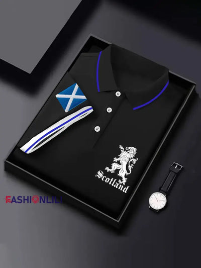 Men’s Scottish Flag Short Sleeves Top Black / S