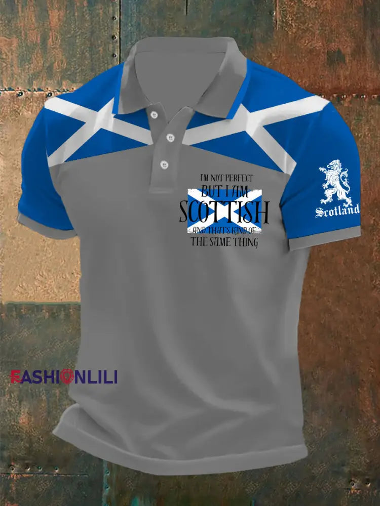 Men’s Scottish Flag Short Sleeves Top Light Gray / S