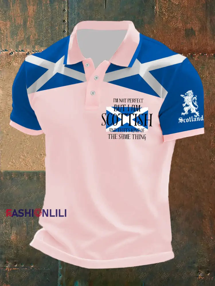 Men’s Scottish Flag Short Sleeves Top Light Pink / S