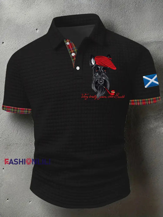 Men’s Scottish Flag Scottish Terrier Short Sleeve Top Black / S