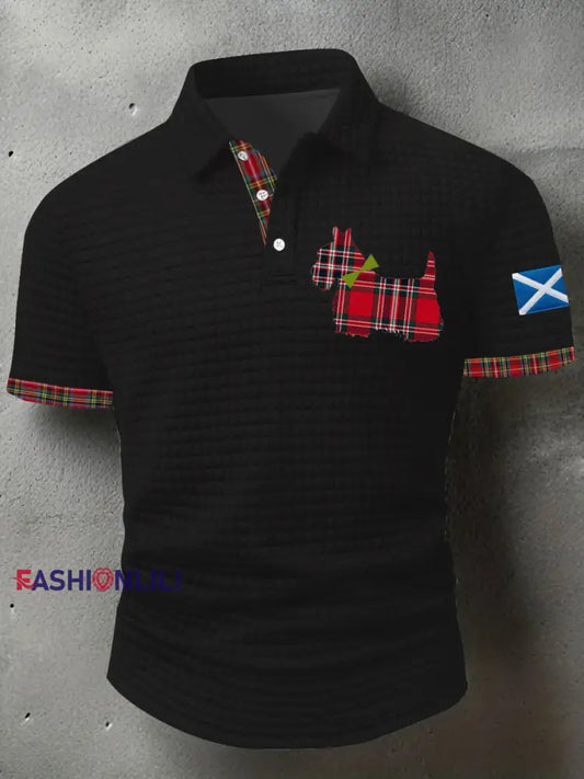Men’s Scottish Flag Scottish Terrier Short Sleeve Top Black / S